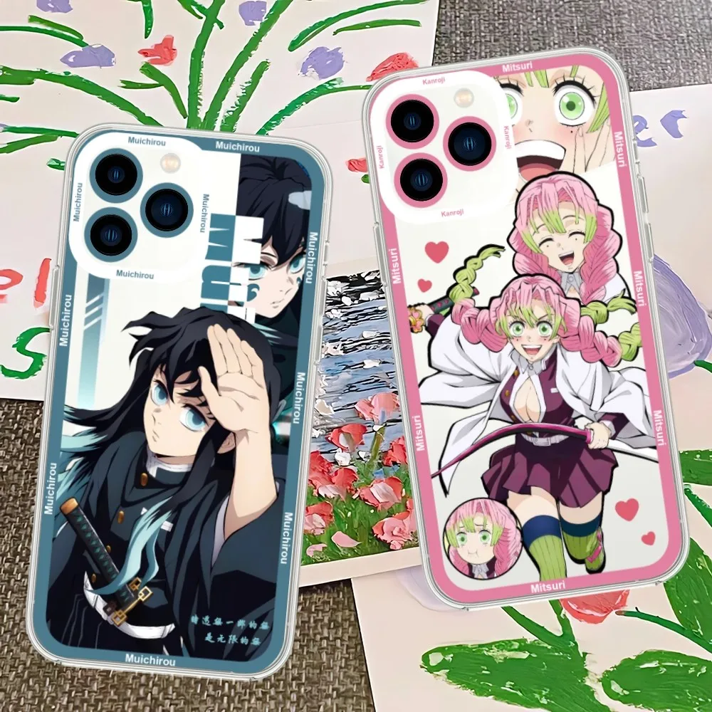 

bilibili Anime Demon Slayer Hashira Muichirou Phone Case For iPhone 13 14 15 Mini 11 12 Pro Max Transparent Shell