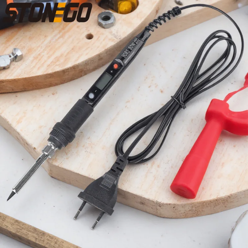 

Цифровой паяльник с регулируемой температурой, 80 Вт, ЖК-дисплей, 110 В, 220 В, инструмент для ремонта, сварочные насадки, пайка