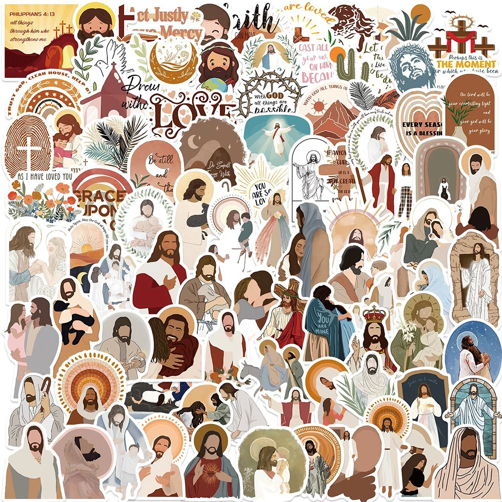 10/30/50/102PCS Jesus Abbe Christian Religion Stickers Encouragement Graffiti Notebook Laptop Luggage Car Wall Decals DIY Toys