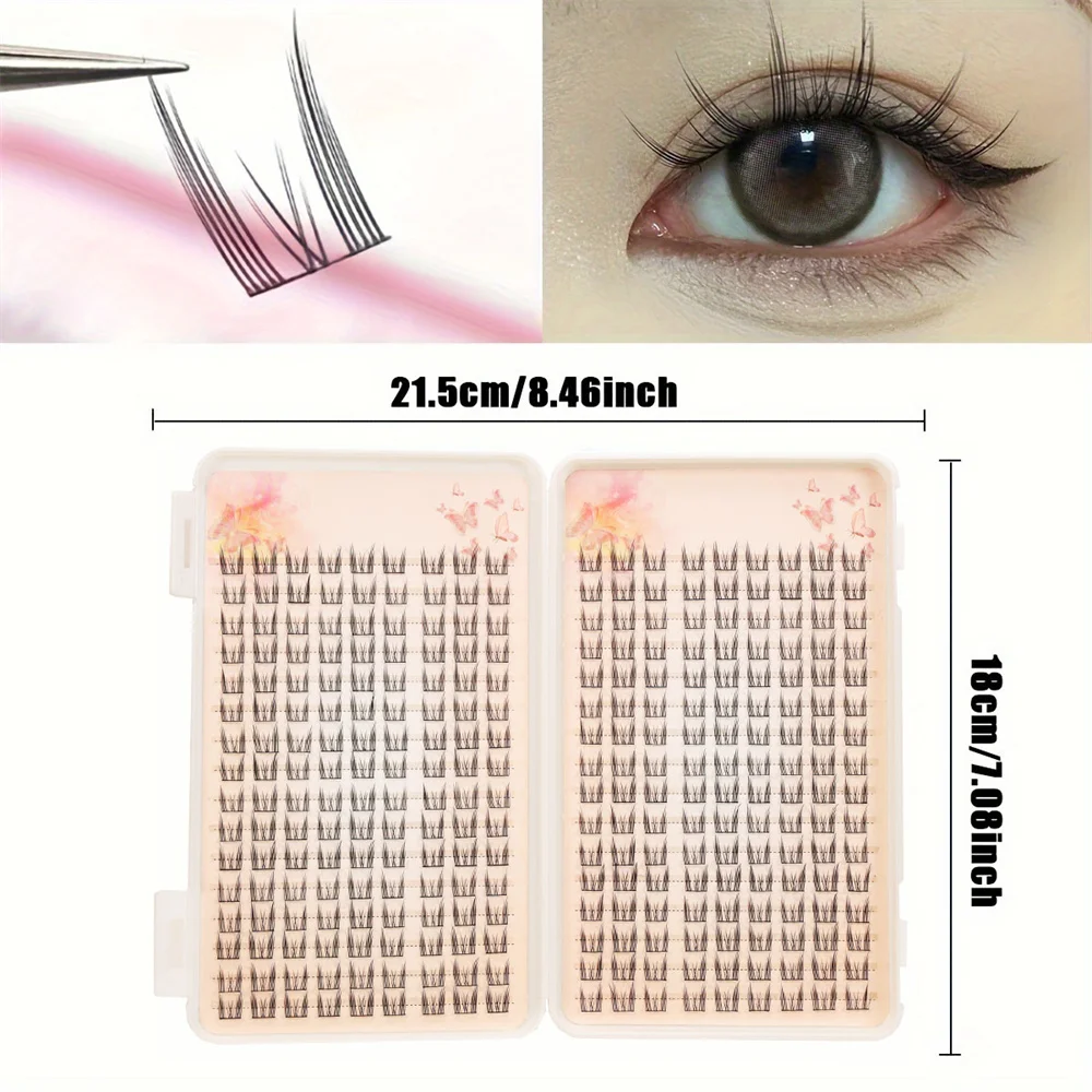 288 Wimpernbüschel, große, spitze Katzenaugen, C-Roll 10-14mm, natürliche Katzenaugen, falsche Wimpern, kein Blinken, vergrößerte Augen