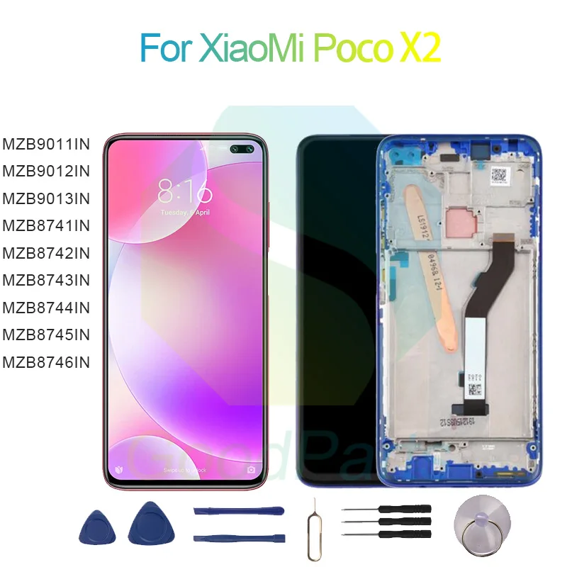 

Сменный сенсорный ЖК-экран для XiaoMi Poco X2 2400*1080 MZB9011/12/13IN,MZB8741/42/43/44/45/46 IN Poco X2