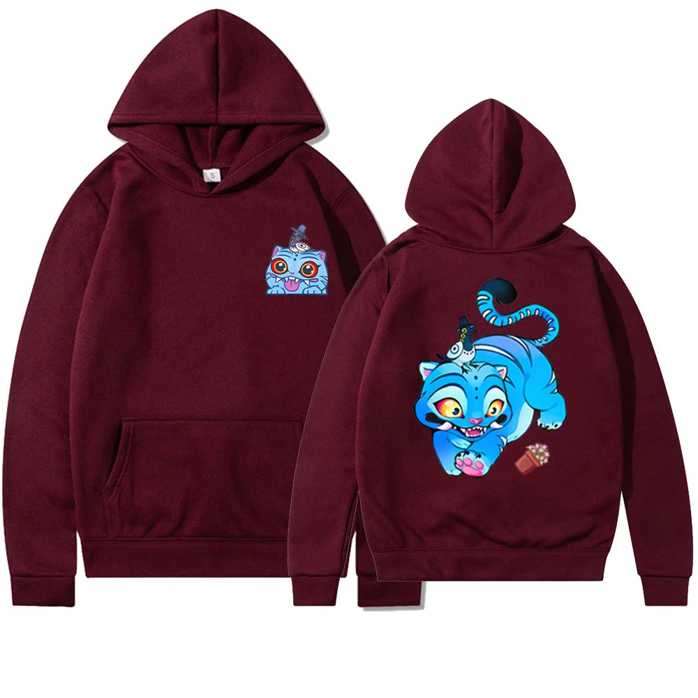 เสื้อฮู้ด Derpy Blue Tiger น่ารัก เสื้อยืดลาย Derpy กราฟิก Kpop Demon Hunters Huntrix เสื้อสเวตเชิ้ตผู้หญิงสุดฮิตสไตล์ฮาราจูกุ ฮู้ดดี้ 2 ด้าน