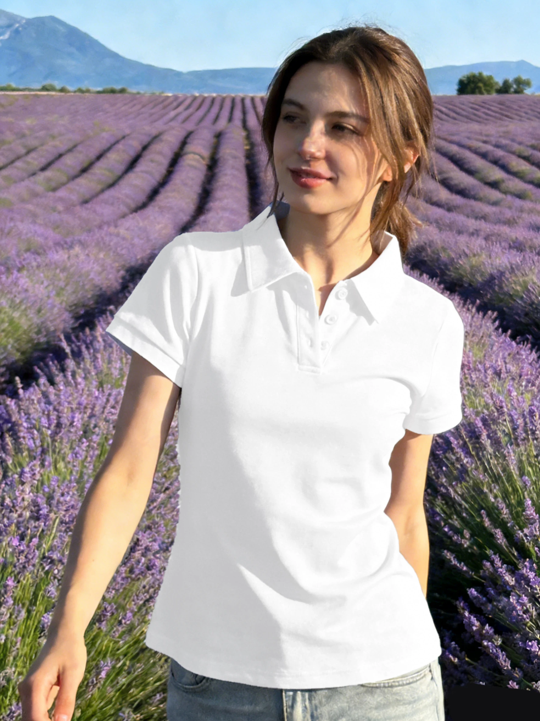 Y2K White Waisted Polo Shirt Summer New Slim Fit Tees