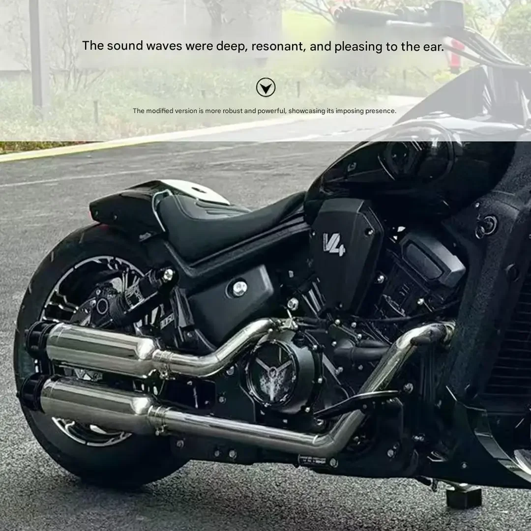 【Supreme quality】BENDA Dark Flag 500/950 Full Dual Exhaust Pipe, Gatling Design, Low Powerful Sound