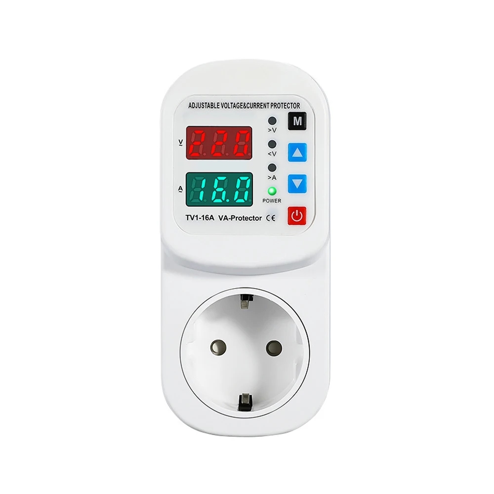 

Over Voltage Current Under Voltage Protector Socket AC 220V 110V Adjustable 16A Surge Protector AU/EU Plug Socket Safe Protector