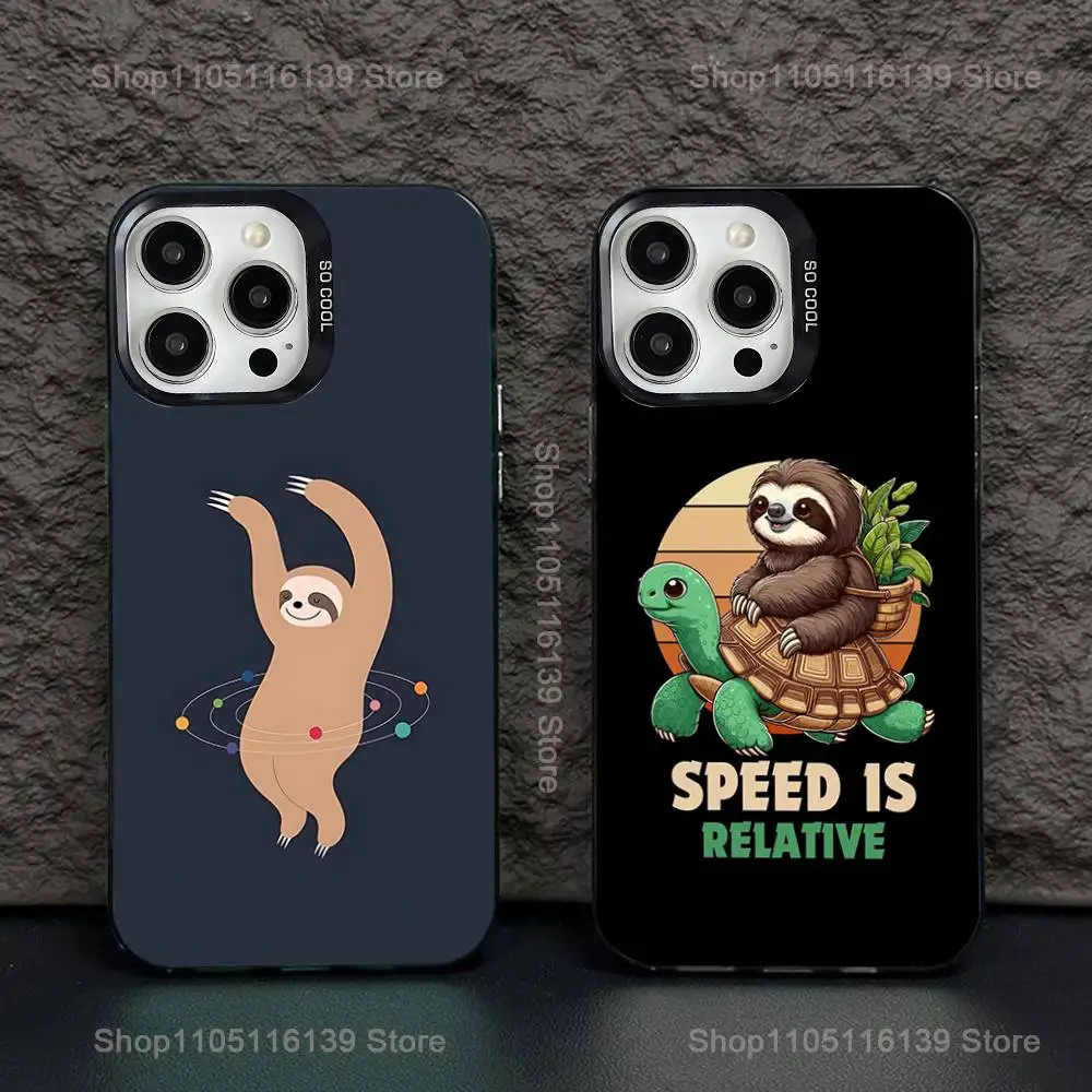 

Cute Animal Sloth Phone Case For iPhone 16,15,14,13,12,11,Pro,XS,Max,Plus,Mini,SE Black Candy Matte Shockproof Cover