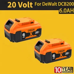 Original DCB200 20V 6000mAh Lithium Replacement Battery For Dewalt 18V DCB184 DCB200 DCB182 DCB180 DCB181 DCB182 DCB201 DCB206