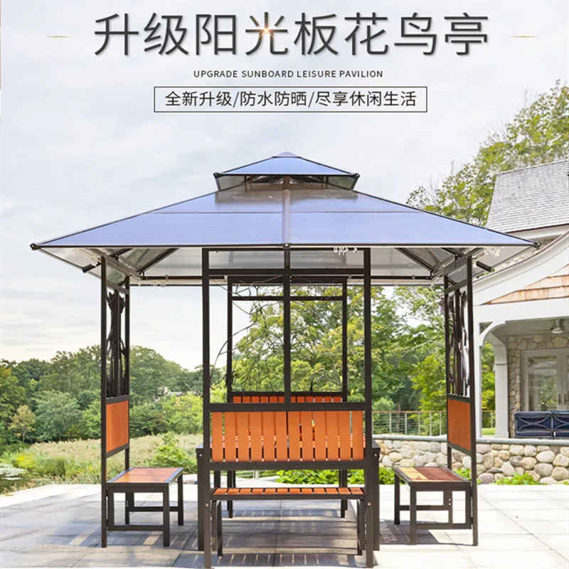 Sunshine Board Flower And Bird Four-poster Pavilion Stall Outdoor Parasol Open-air Park Stall Outdoor Pavilion