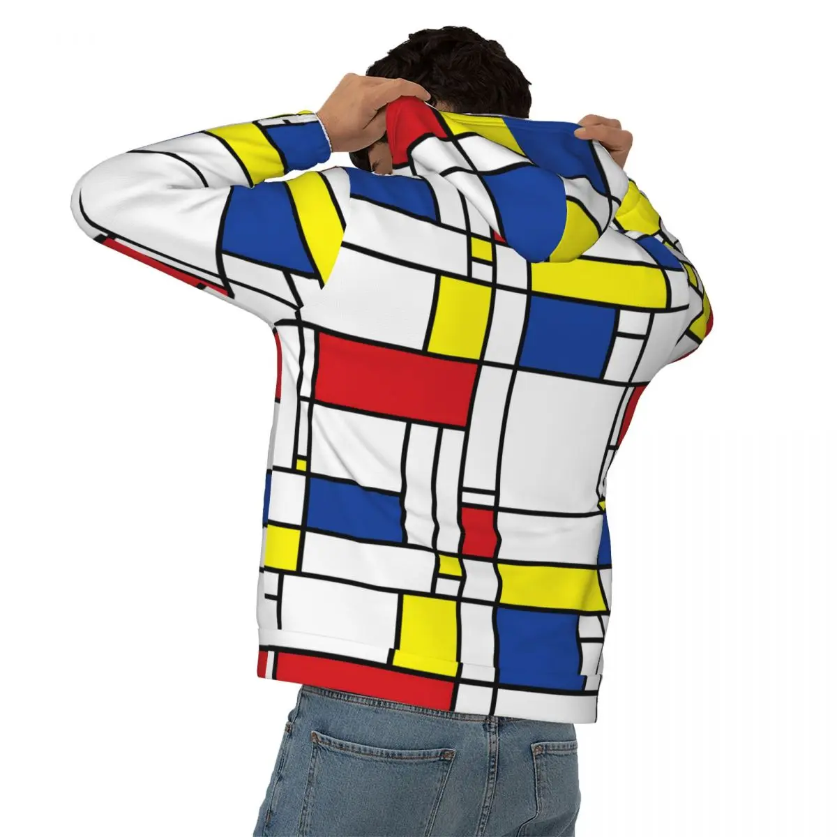 Geometric De Stijl Loose Hoodies Unisex Mondrian Minimalist Street Fashion Hoodie Winter Modern Graphic Hooded Sweatshirts 4XL