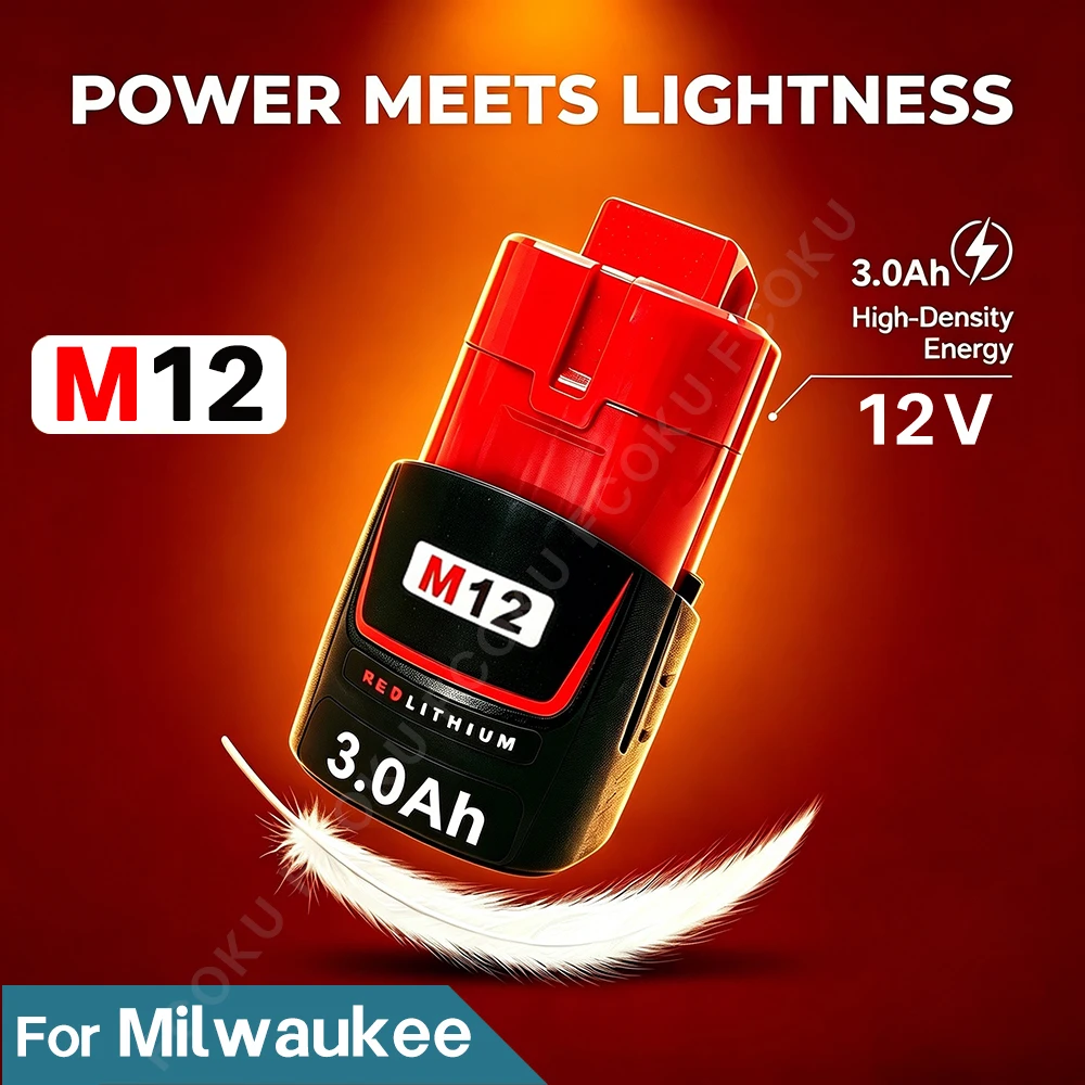 

Аккумулятор 12В 3.0Ач M12, совместимый с Milwaukee 48-11-2410 48-11-2420, серия XC, 12-вольтовый литий-ионный сменный аккумулятор