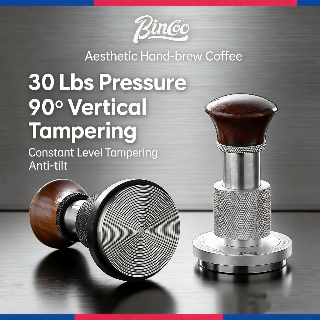 BINCOO Constant‑Force Coffee Tamper 30 LBS Spring Loaded Tamper & Distributor Set, 51MM 58MM Espresso Tamping Kit for Home Baris
