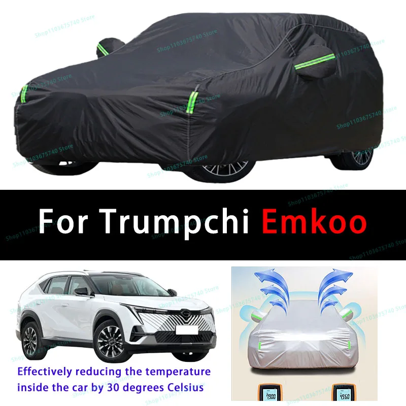 Capas de carro para Trumpchi Emkoo, Capas de carro completo, ao ar livre, proteção solar UV, resfriamento contra poeira, proteção automática, verão