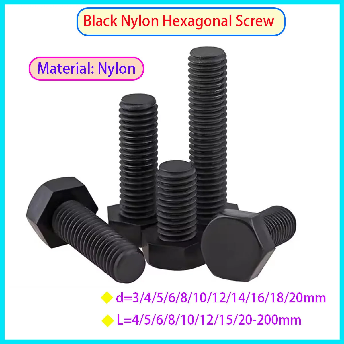 

Black Nylon Hex Screw Hex Nut Insulated Plastic Bolt
