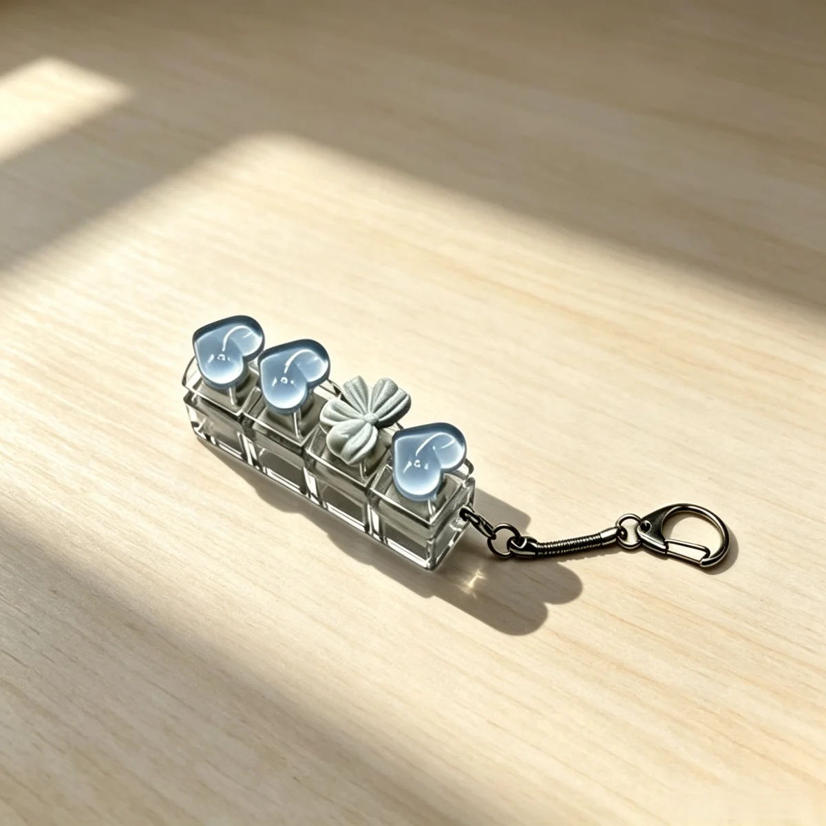 Stressabbau-Herz-Tastatur-Fidget-Schlüsselanhänger, transparenter Kristallharz-Druckknopf-Schlüsselring, Dekompressions-Anhänger, Taschenanhänger, Geschenk – Detail 8