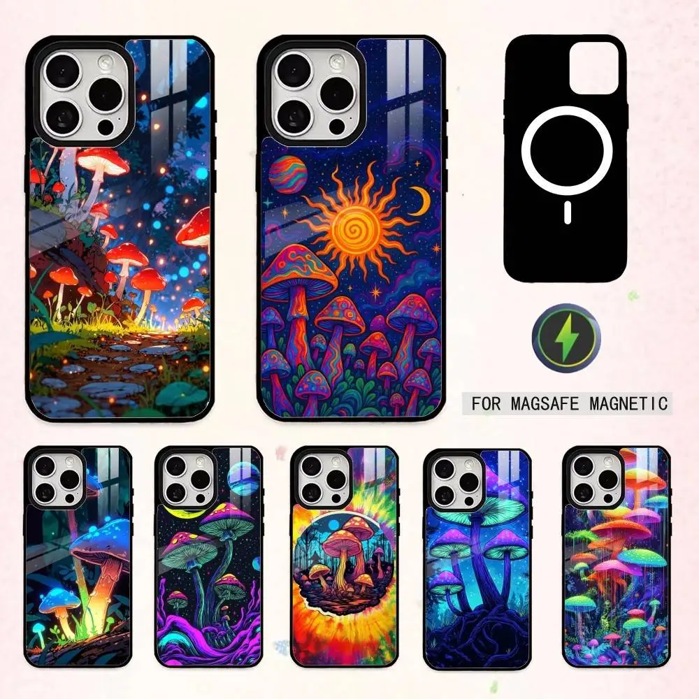 

Trippy Art Mushroom Phone Case For iPhone17,16,15,14,13,12,11 Plus,Pro Max Magnetic For Magsafe Wireless Charging