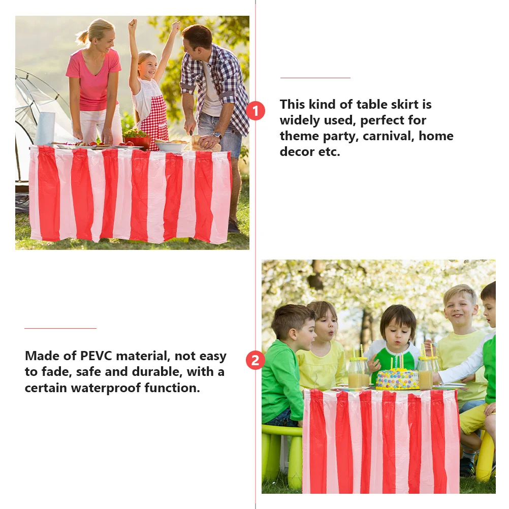 

2Pcs Portable Table Skirt Carnival Party Tablecloth Reusable Colorfast Pevc Material Foldable Decorative Gathering Supply