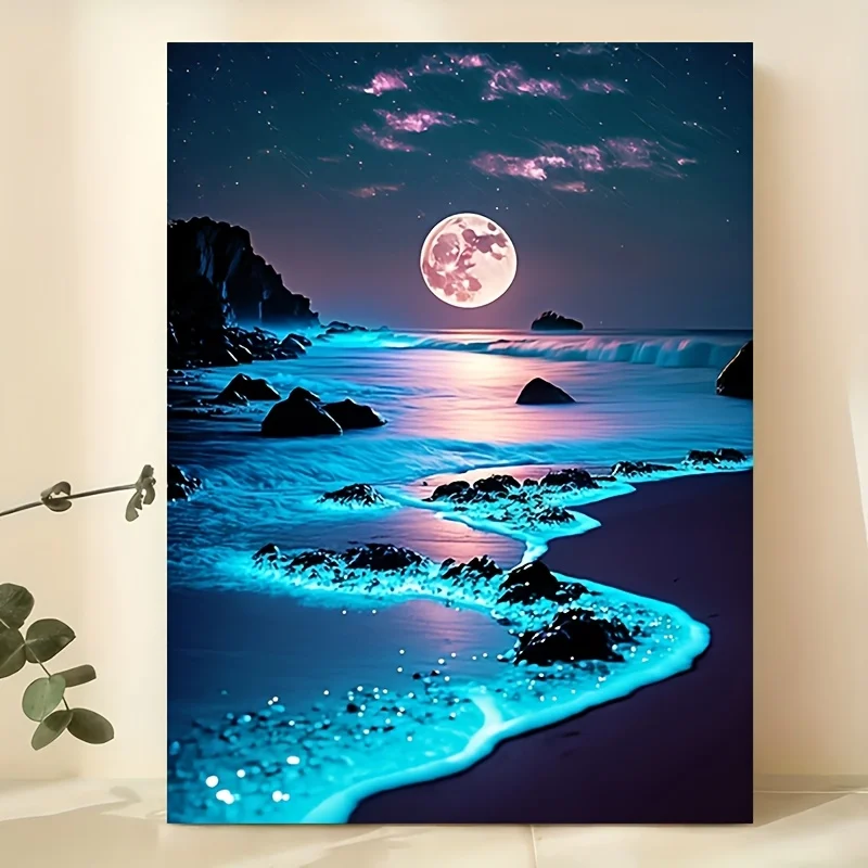 Póster de arte de pared 2D plano, 1 pieza, playa azul moderna minimalista - Adecuado para decoración del hogar, oficina, cafe