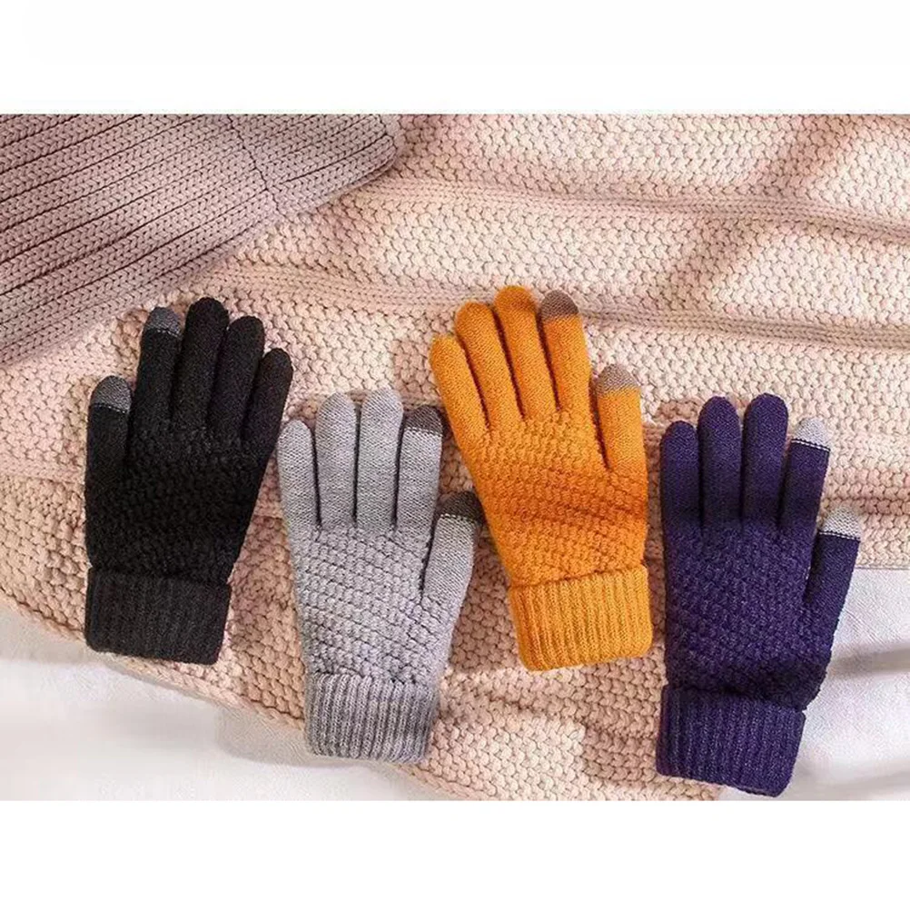 

2 Pair Winter Knitted Cold Unisex Knitted Weather Unisex Finger Winter For Cold Weather Gloves Gloves Thermal Cycling