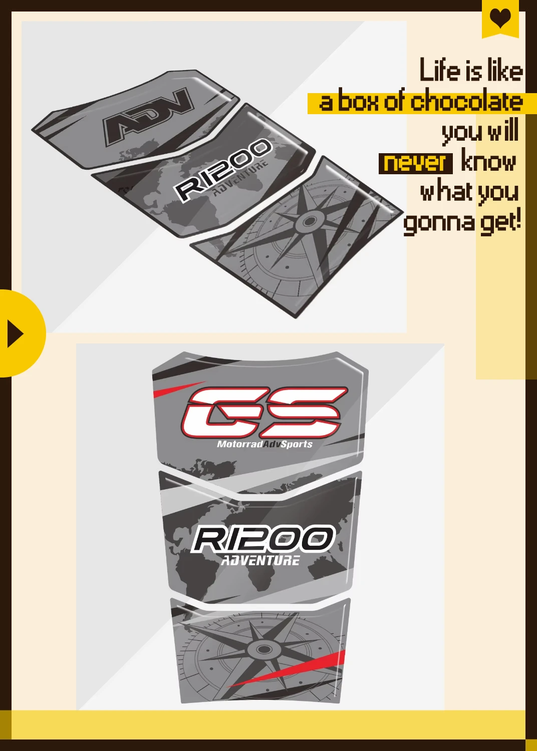 

For BMW R1200GS R1200 GS ADV Adventure 40 GS Fuel Tank Sticker 2019-2024 3D Gel Sticker Fuel Tank Pad Protection Decals