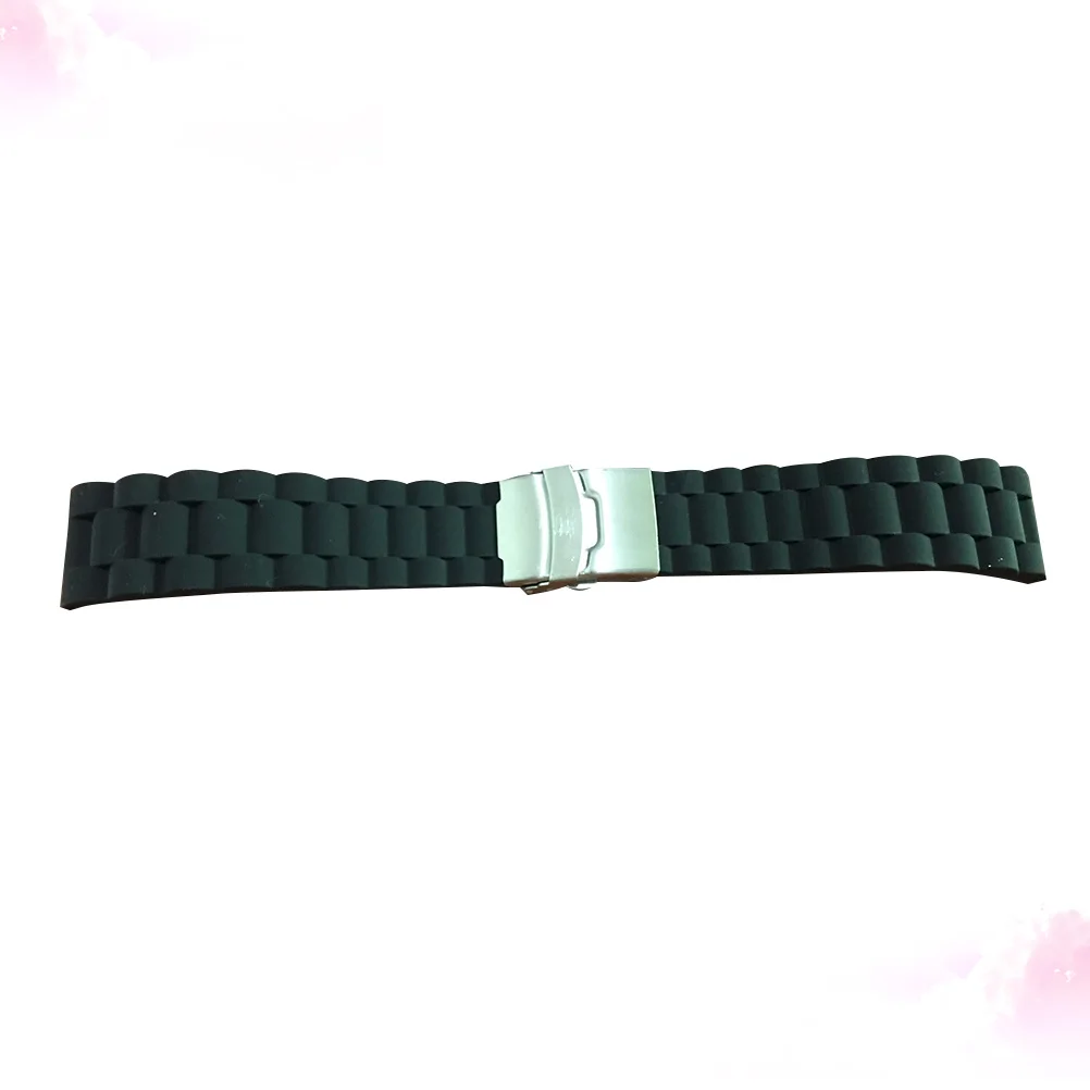 

22Mm Deployment Buckle Silicone Watch Strap Band Form Fitting Lightweight Comfortable for Daily Wear Elegant Smooth Edge Design