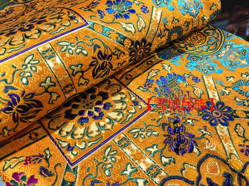 Tibetan Buddhist Hall Fabric Satin Brocade Galsang Flower Pattern Tablecloth