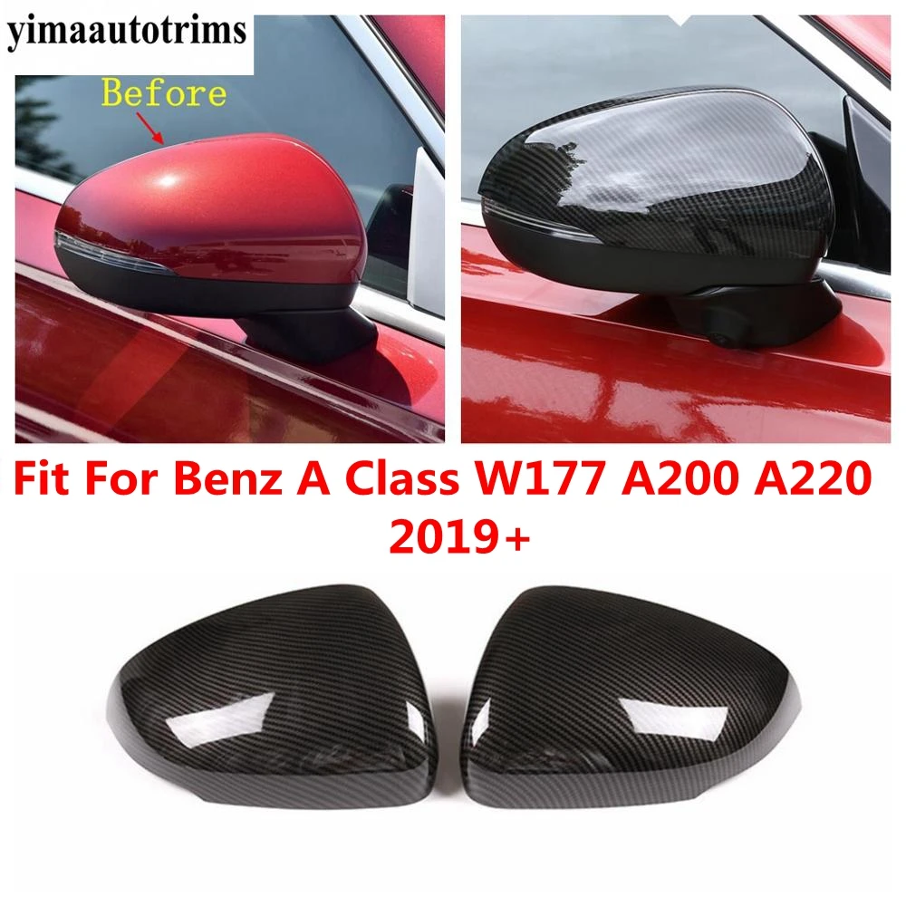 

Car Rearview Mirror Cap Shell Protection Cover Trim Fit For Benz A Class W177 A200 A220 2019 - 2024 ABS Carbon Fiber Accessories