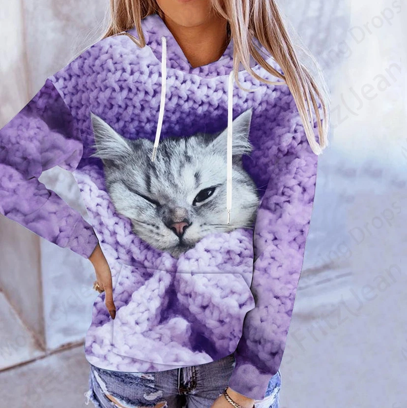 Lovely Cat 3d Print Hoodie Women Fashion Oversized Hoodies Women Sweats Coat Girl Hooded Sweats Pullover Women\'s Clothing Cute