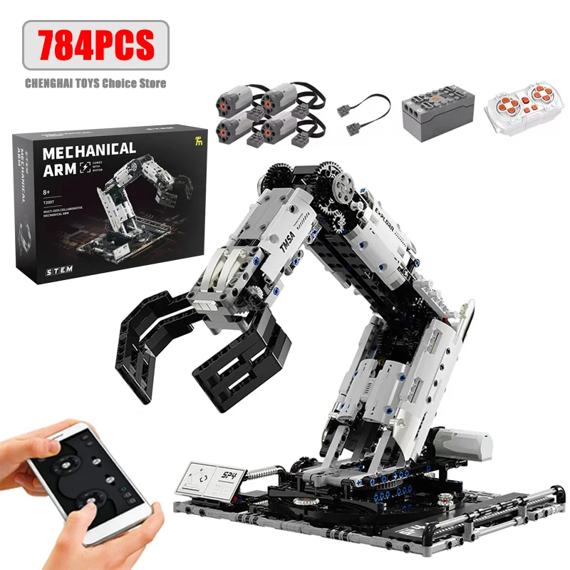 

784Pcs Technical APP Remote Control Programming Robotic Arm Building Blocks Kits MOC Assembling Bricks Model Toys for Boys Gifts