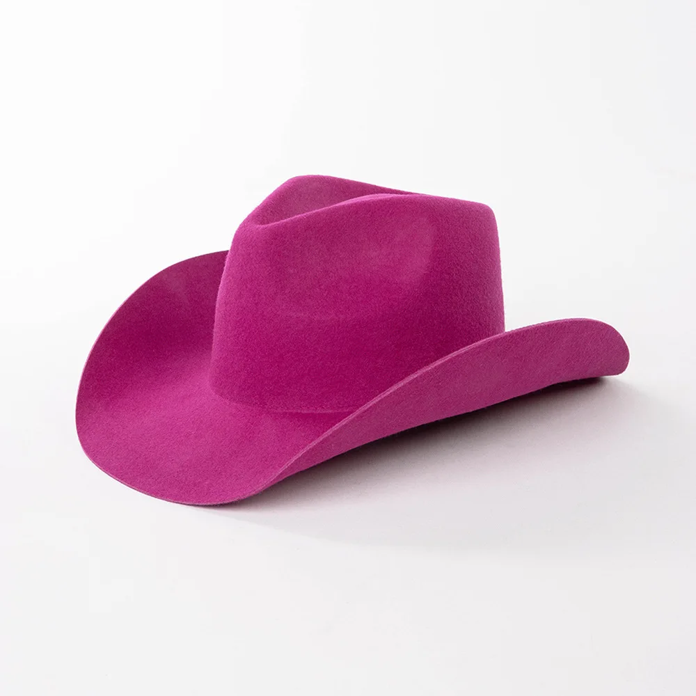 100% wool cowboy hat men's classic jazz hat women's fashion autumn and winter Panama curled cowboy hat