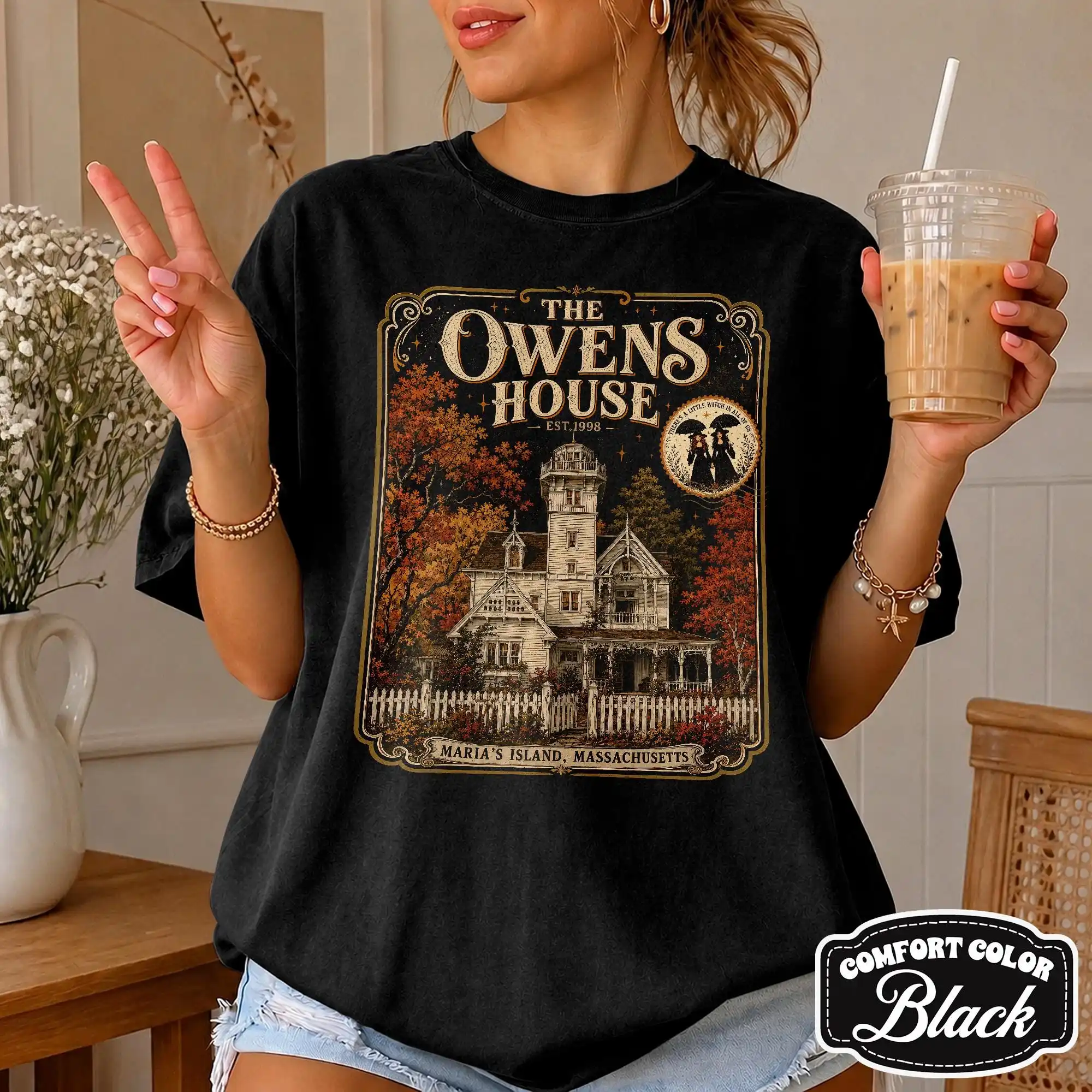 The Owens House Shirt, Owens Sisters Tee, Cozy Halloween Tshirt, Haunted House Tshirt, Gothic Witch Shirt view 2
