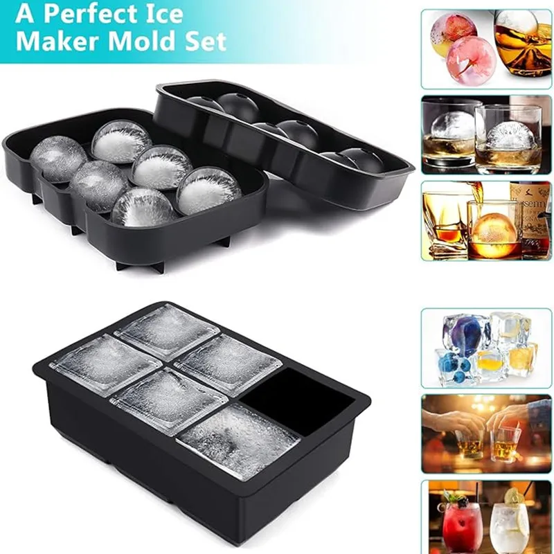 Round square Football Ice Cube Mold Silicone Football Ice Tray for Whiskey Cocktails,Large Slow Melting Ice Mold for Freezer - view 2