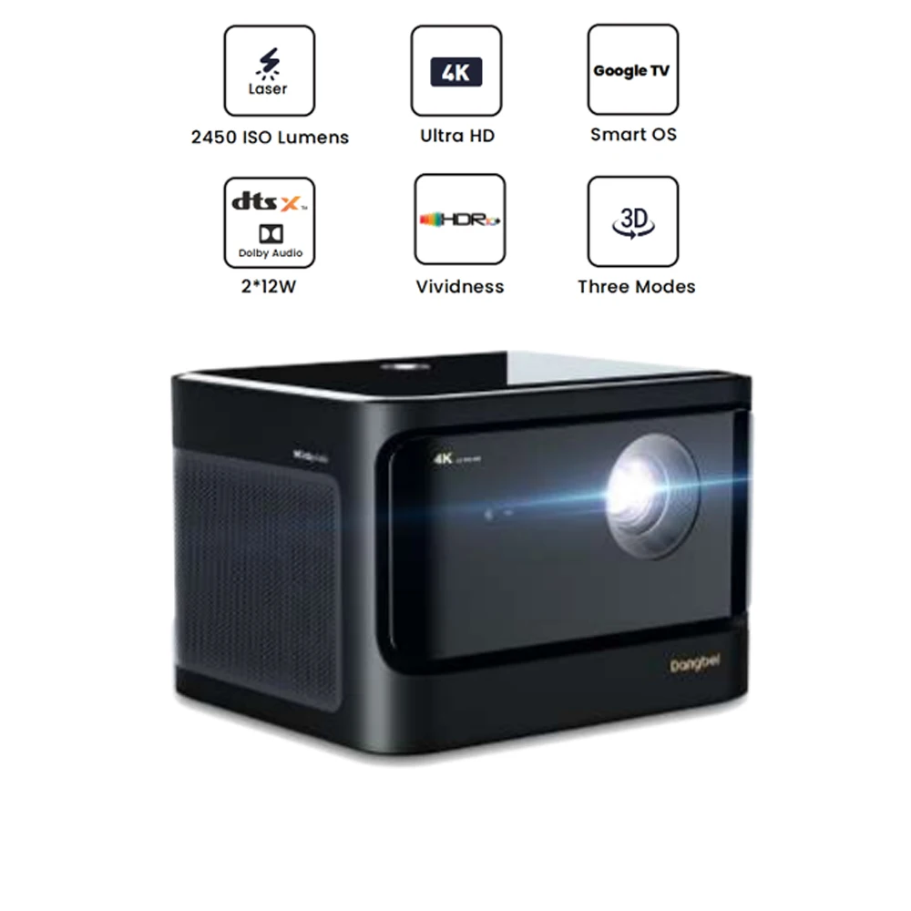 2024 New Launched 4K Nativa Video Projector 2450 ISO Lumens Smart Home ALPD Laser  Projector