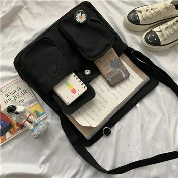 Śliczna płócienna torba dzikie studenckie torebki damskie torba na ramię kobiece japońskie Harajuku przekątna torby typu Crossbody dla dziewczynki etui Bolsas