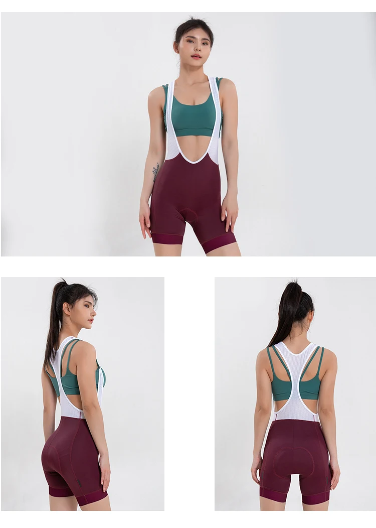 Mcycle Nahtlose gepolsterte Fahrrad-Trägerhose für Damen, atmungsaktiv, schnell trocknend, Sport-Shorts, anpassbare Fahrrad-Strumpfhose im Großhandel – Detail 12
