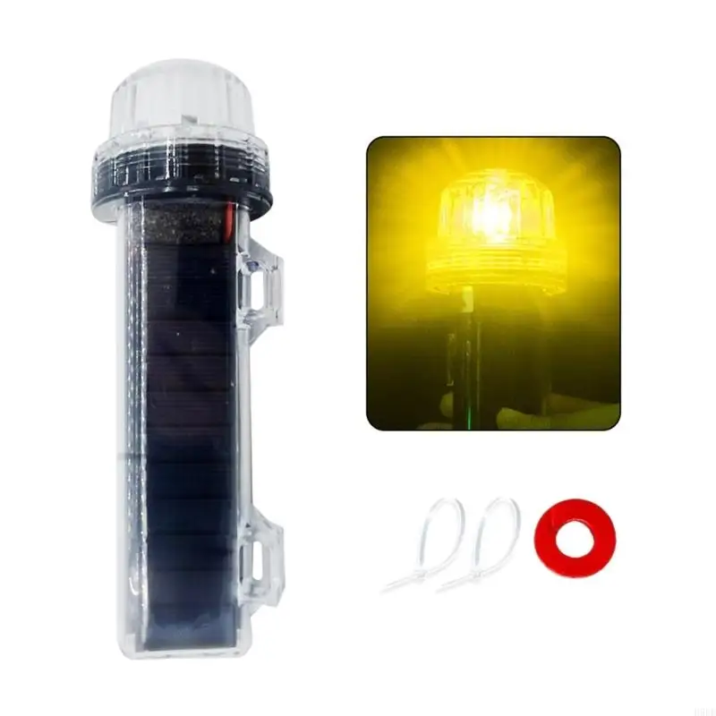Solar Marine Light for Fishing Net and Buoy Marking, Solar Powered Warning Light with Side Mounts for Small Boat Use H9EE