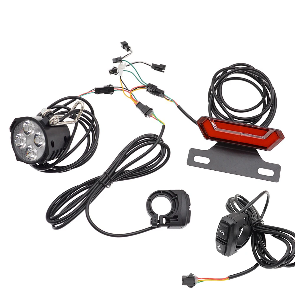 

Комплект задних фонарей велосипедной фары с переключателем звукового сигнала, стоп-сигнал для электрического велосипеда 24 В 48 В, ночная безопасность, видимость