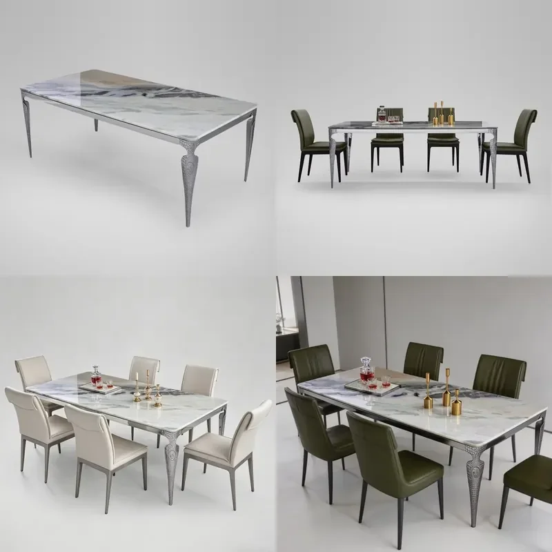for Modern Luxury Italian Marble Dining Table Stable Rectangle Waterproof Natural Stone Customized Factory Direct Sales for