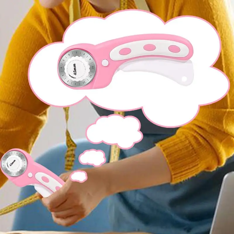 Rotary Fabric Cutter 45 MM Quick Change Rotary Cutter Quick Change Ergonomic Handle Rolling Cutter Safety Button Lock For