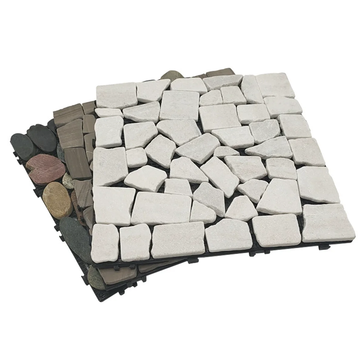 Stone Flooring, Interlocking Real Stone Flooring, Outdoor Balcony Interlocking Flooring, 30x30 cm DIY Terrace/Balcony Flooring