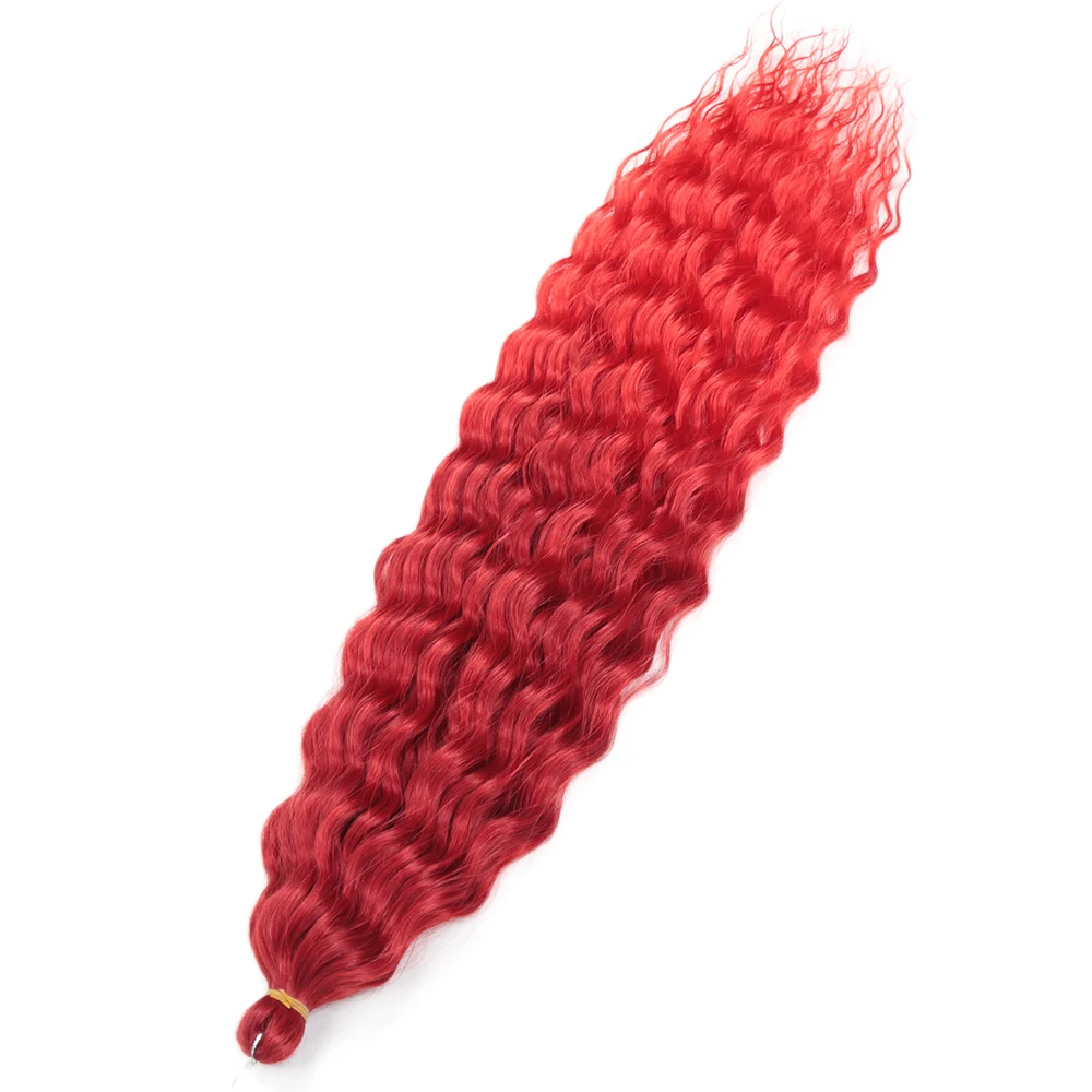 Water Wave Braiding Hair Ariel Curl Ocean Wave Synthetic Crochet Hair Red Pink Omber Smooth Wavy Hair Extension Alibaby image 3