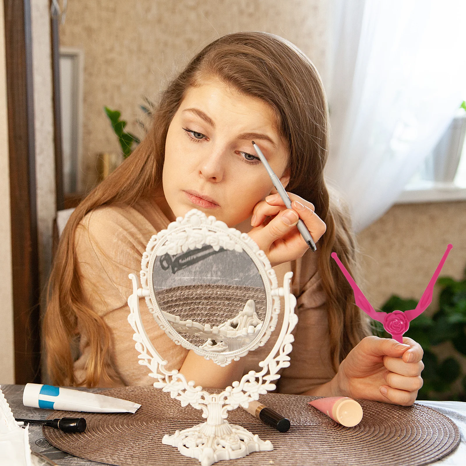 1pc Reusable Eyebrow Stencils Adjustable Handheld Design Easy Precise Tracing Natural Beauty Makeup Tools For Diy