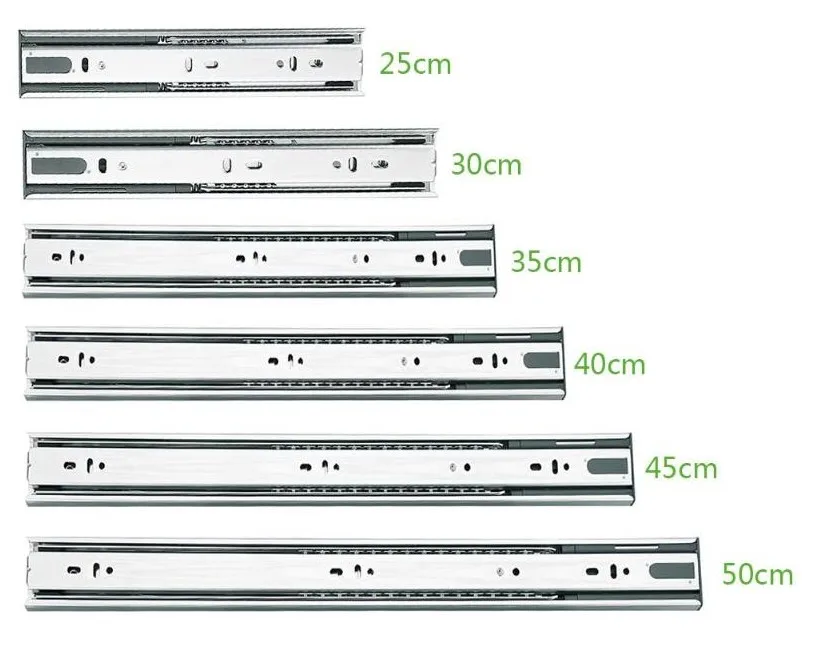 Drawer track drawer slide three rail drawer guide rail slide rail  furniture hardware fittings, slipway  2 pieces