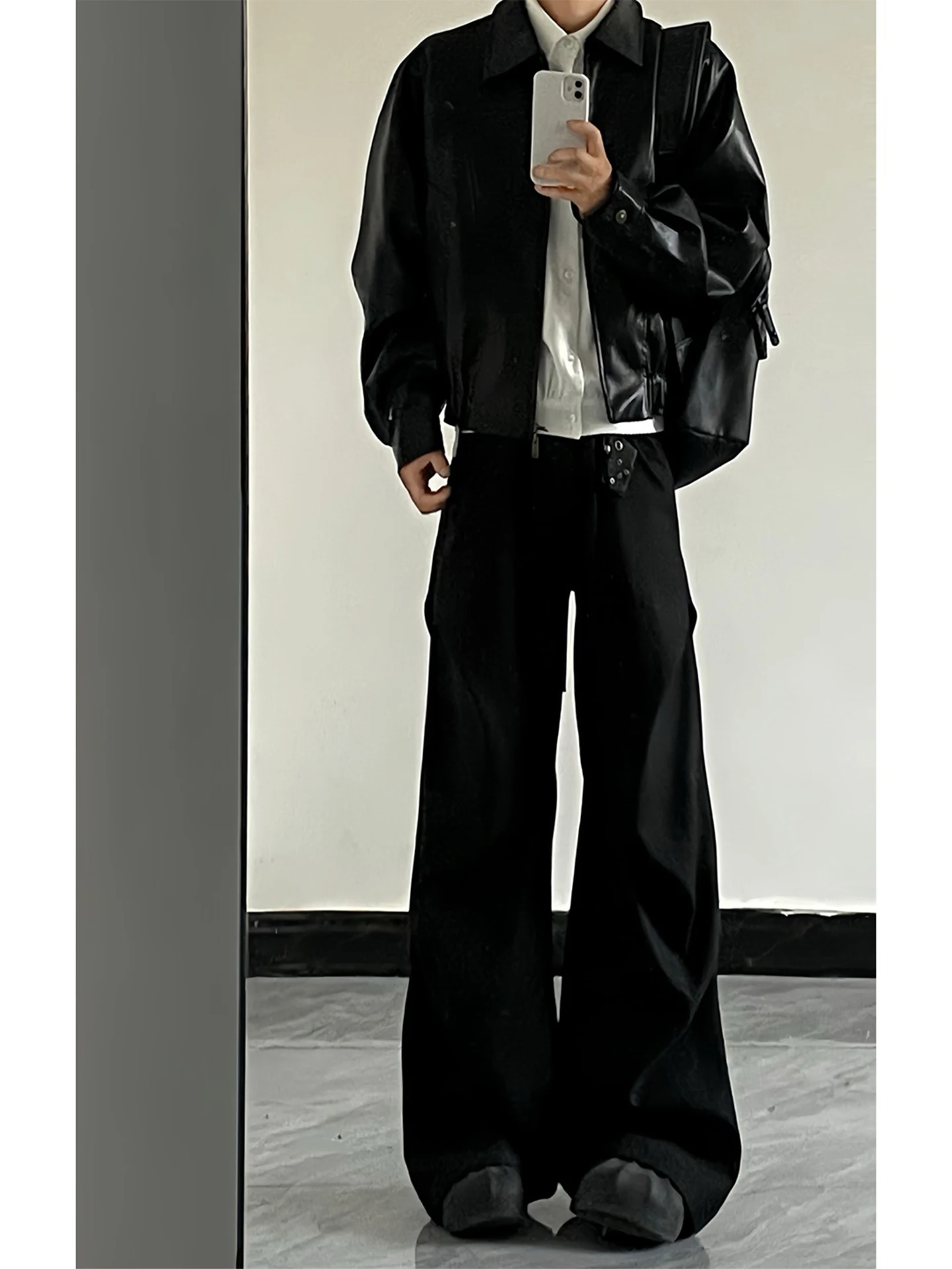 

Bla Cleanfit Pleated Flared Men's Pants Autumn Long Workwear Wide Leg Knife West Pants Straight Leg Casual Trousers