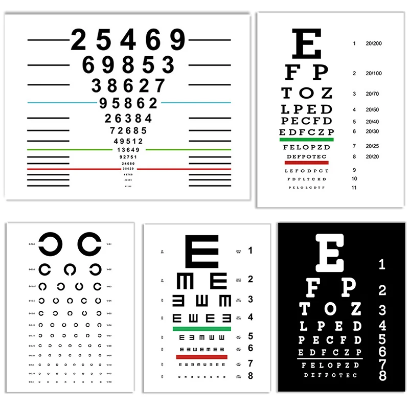 Eye Visual Acuity Test Snellen Chart Print Canvas Painting Wall Art Pictures for Children Youth Living Room Self Test Home Decor