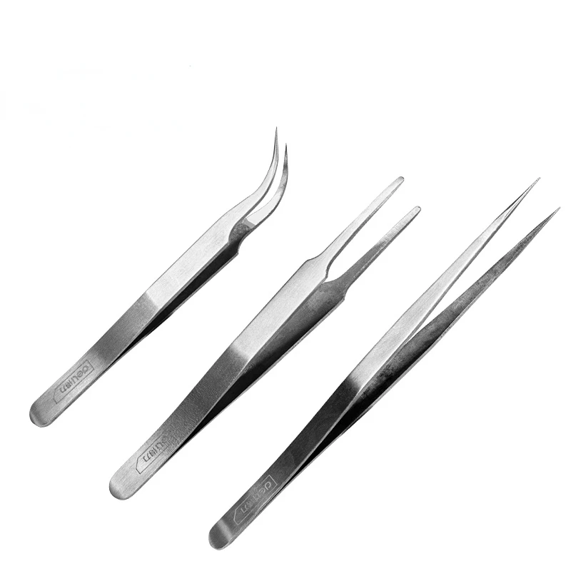 Deli Multifunction Industrial Tweezers 3 Pcs Set High Temperature Resistant Stainless Steel Material Electrician Hand Tools