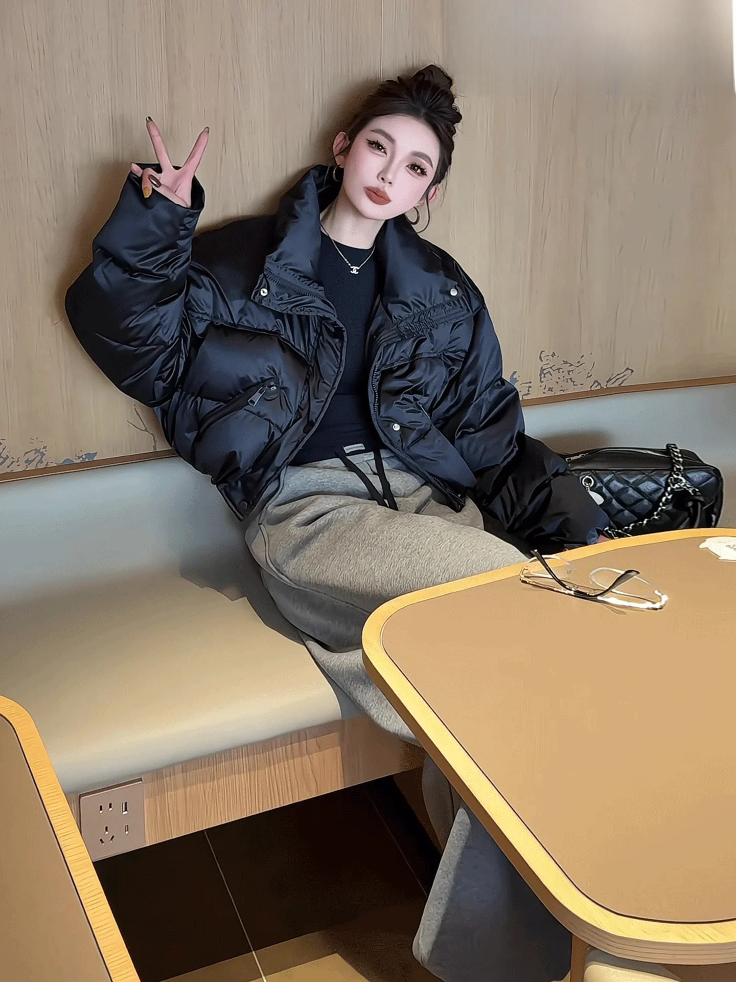 Coréen Sle ort Puffer Jaet femmes Bla fausse fourrure manteau hiver Thiened taille haute longue Sve fermeture à glissière chaleur