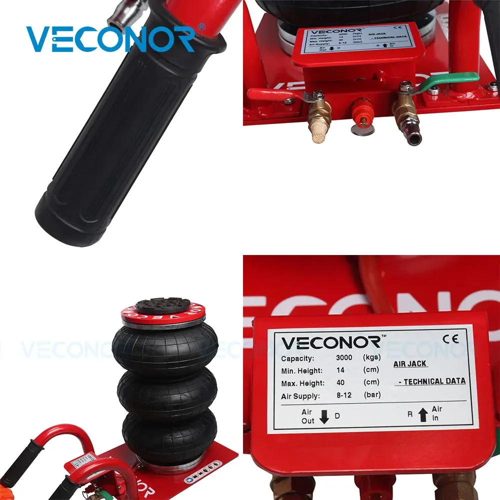 3Tons Pneumatic Car Jack Portable Lifting Equipment Triple Stage Bag 6600LBS Air Jack Stands Inflatable Lift Machine Tire Change
