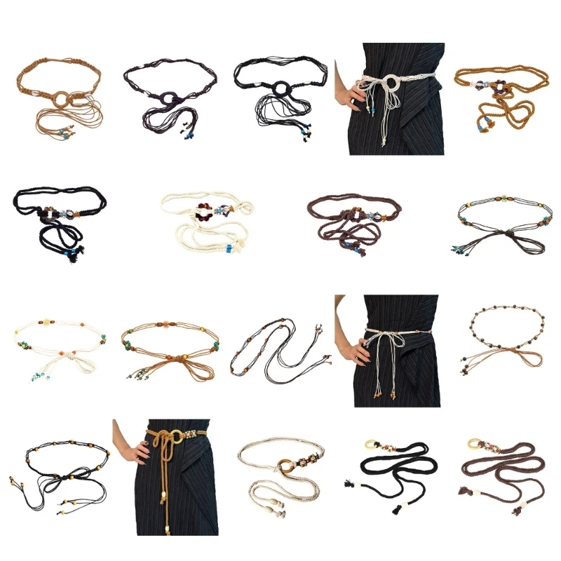 Braided Women Waist Belt Thin Bohemian Belts Handmade Multi-type Waist Belt