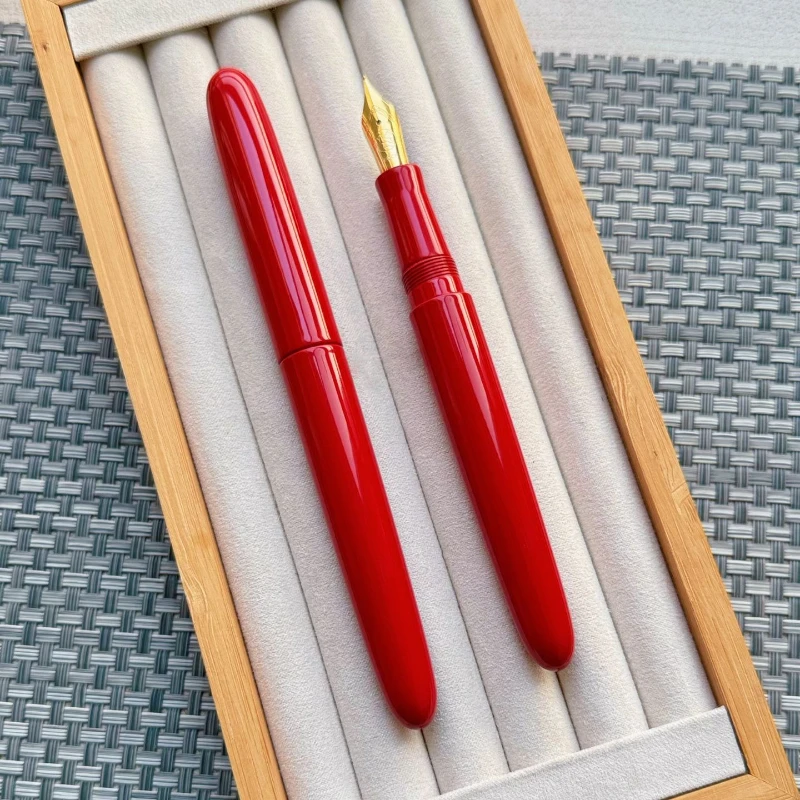 

2026 Red Lacquer BALAOYE Fountain Pen BOCK Nib F 0.5 Calligraphy Pen Smooth Flow, Best for Gift High Conversion Pens Stationery