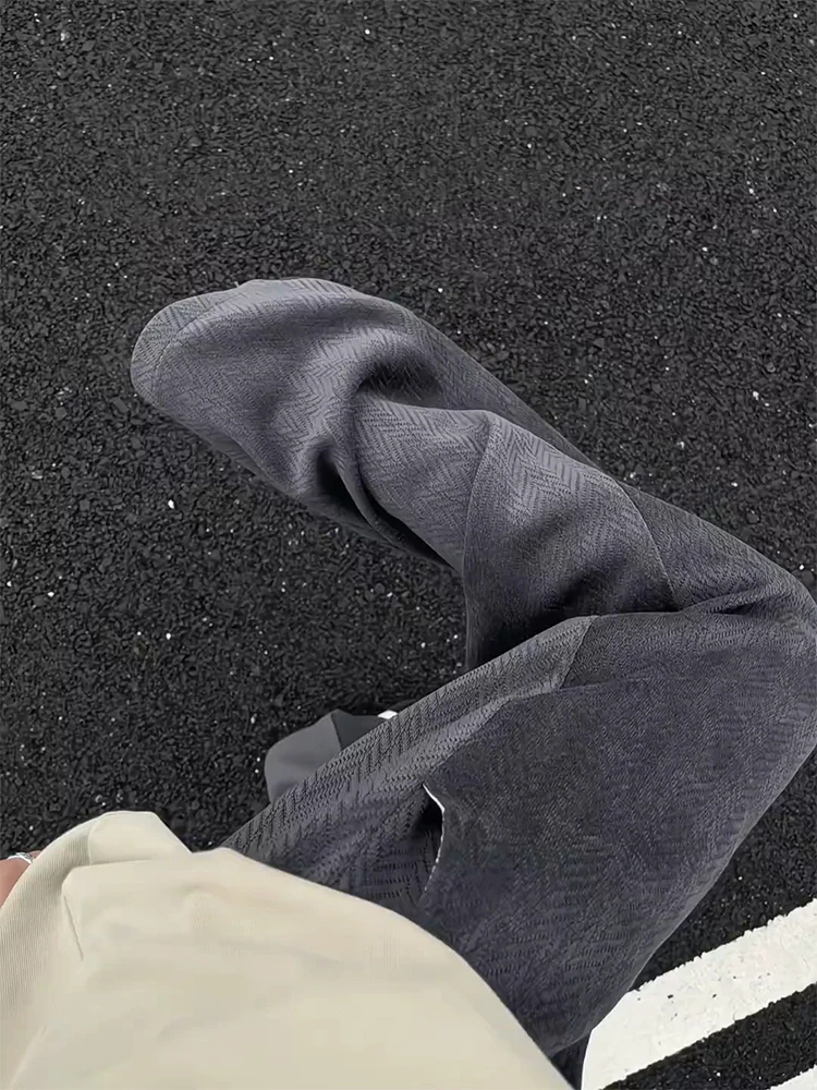 

Повседневные широкие брюки с глубоким узором пшеницы, мужские брюки прямого кроя в американском стиле, спортивные осенние брюки, тяжелая драпировка, свободная посадка